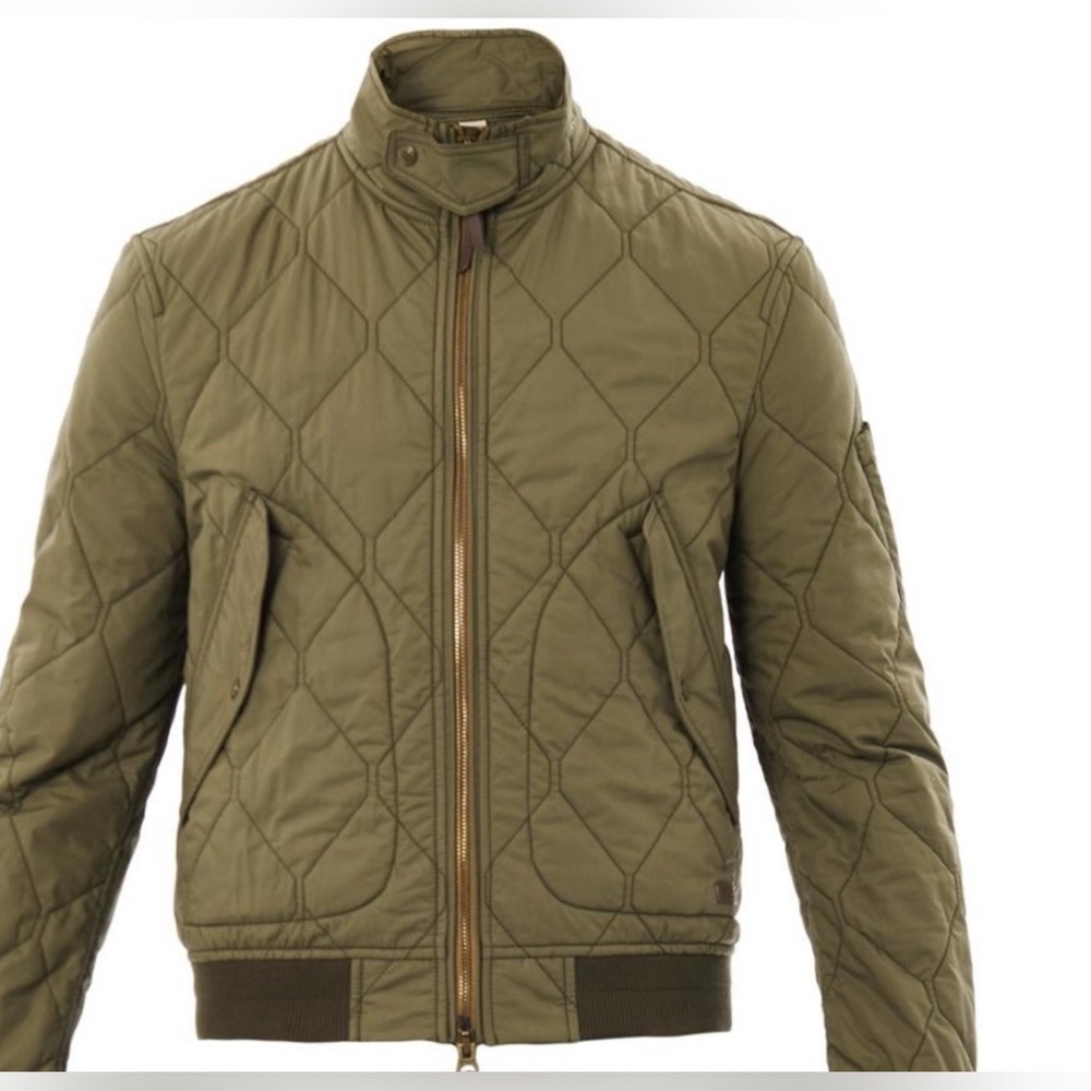 Burberry Olive Quilted Bomber Jacket